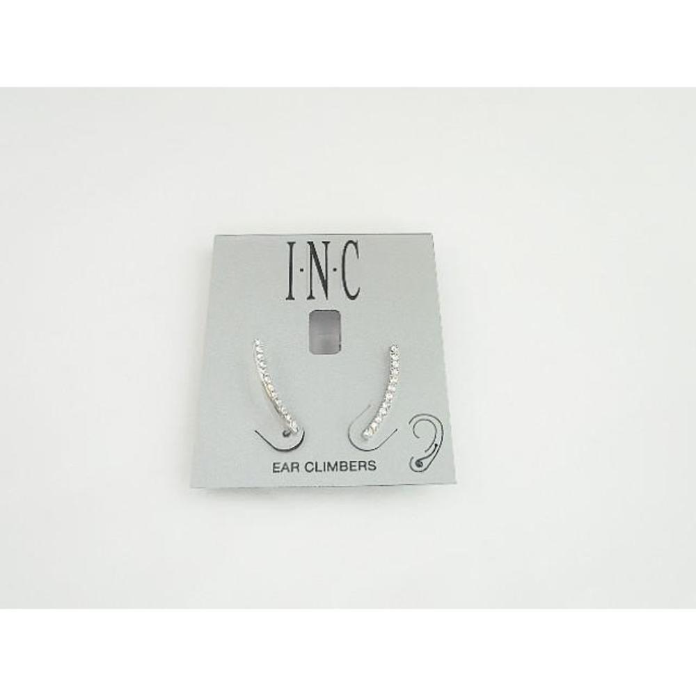 INC Pave Bar Silvertone and Crystals Ear Climbers